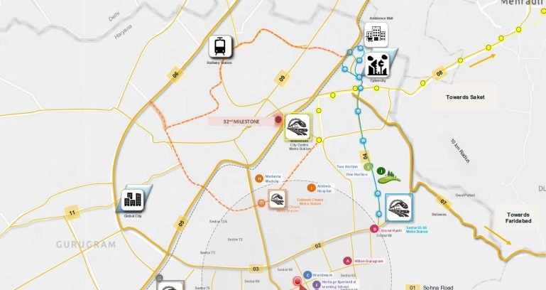 Bptp-downtown-66-sector-66-gurgaon-location-map